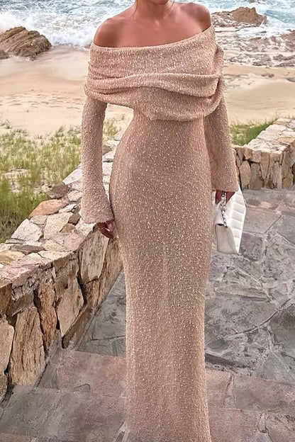 Sylis off-shoulder maxi knit