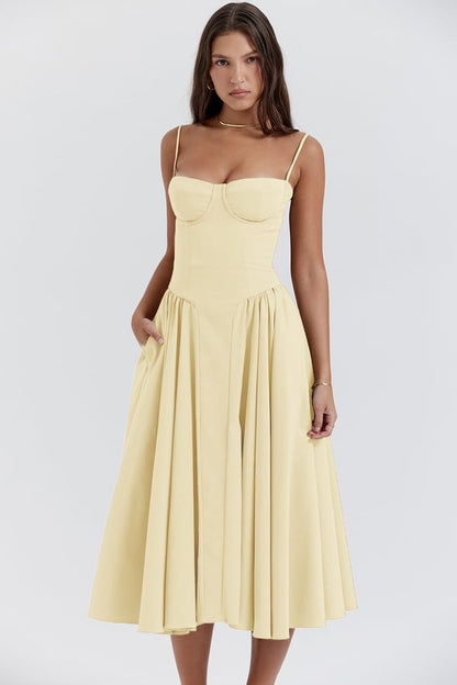 Sylis | Chic Sleeveless Midi Sun Dress With Corset Fit