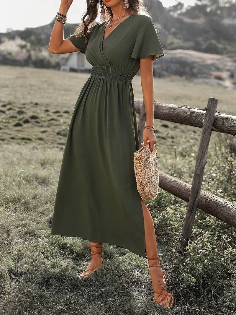 Sylis | Elegant V-neck Long Boho Dress