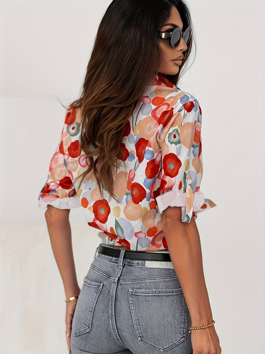 Sylis | Stylish Red Floral Blouse