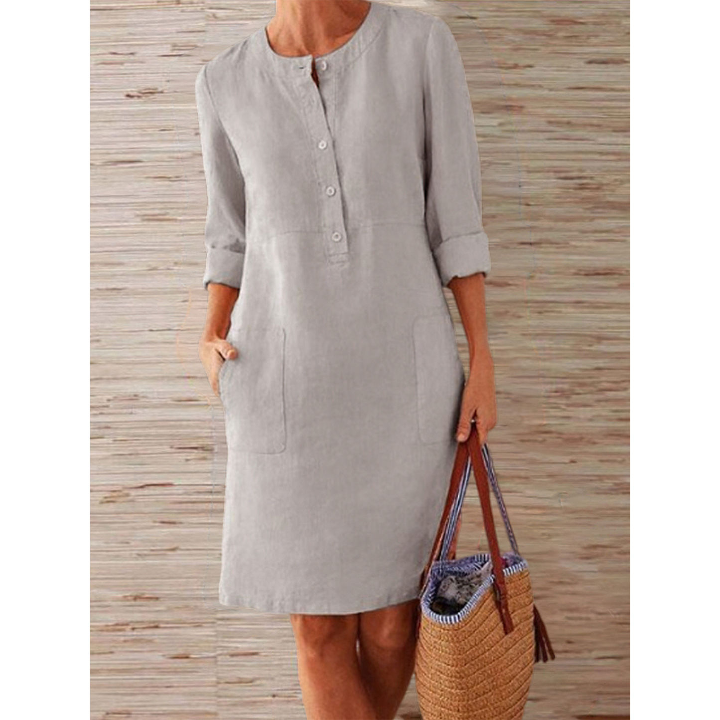 Sylis | Plain Cotton and Linen Dress