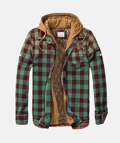 Sylis-Mode - Checked flannel shirt with hood for men