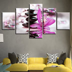 Zen Purple Orchids 5 Piece - Canvas Wall Art Painting