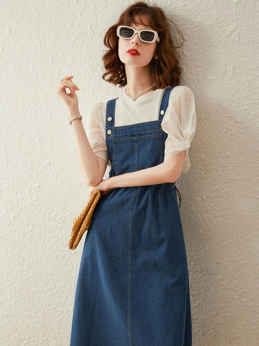 Denim Suspender Dress