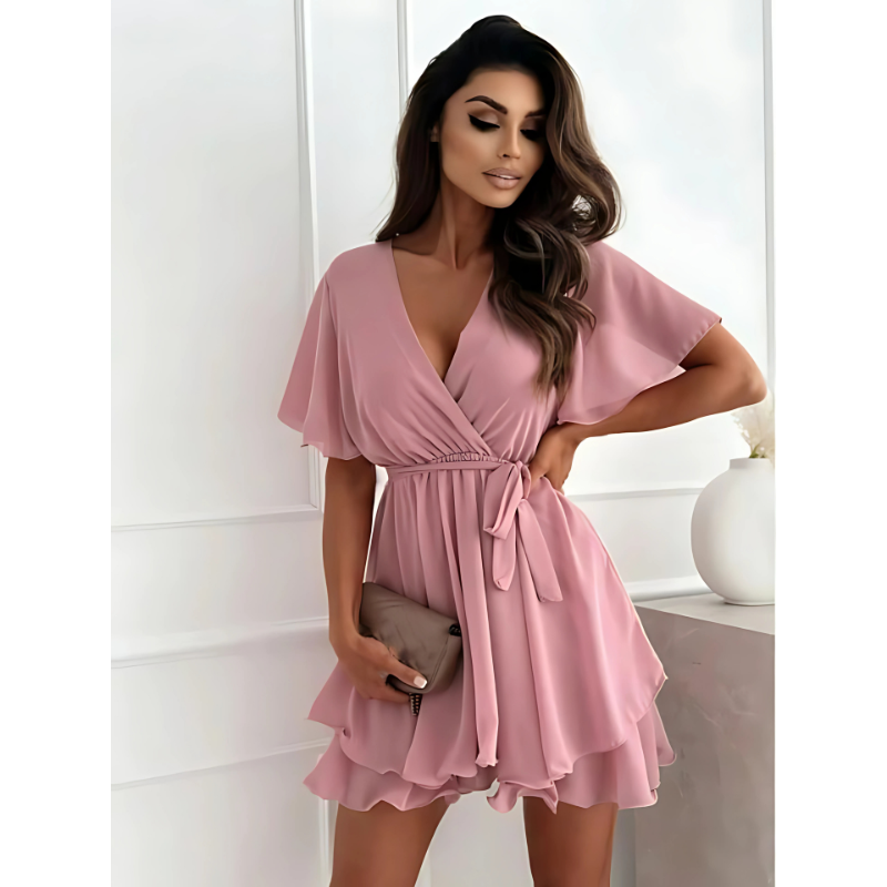 Sylis | V-Neck Ruffle Mini Dress