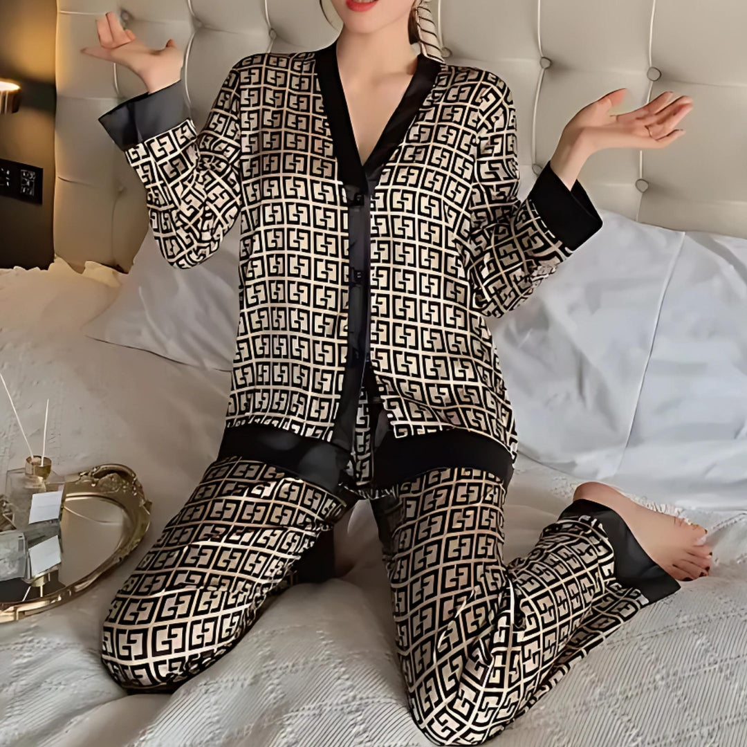 Sylis | Silky 2-Piece Golden Dawn Pattern Pajama