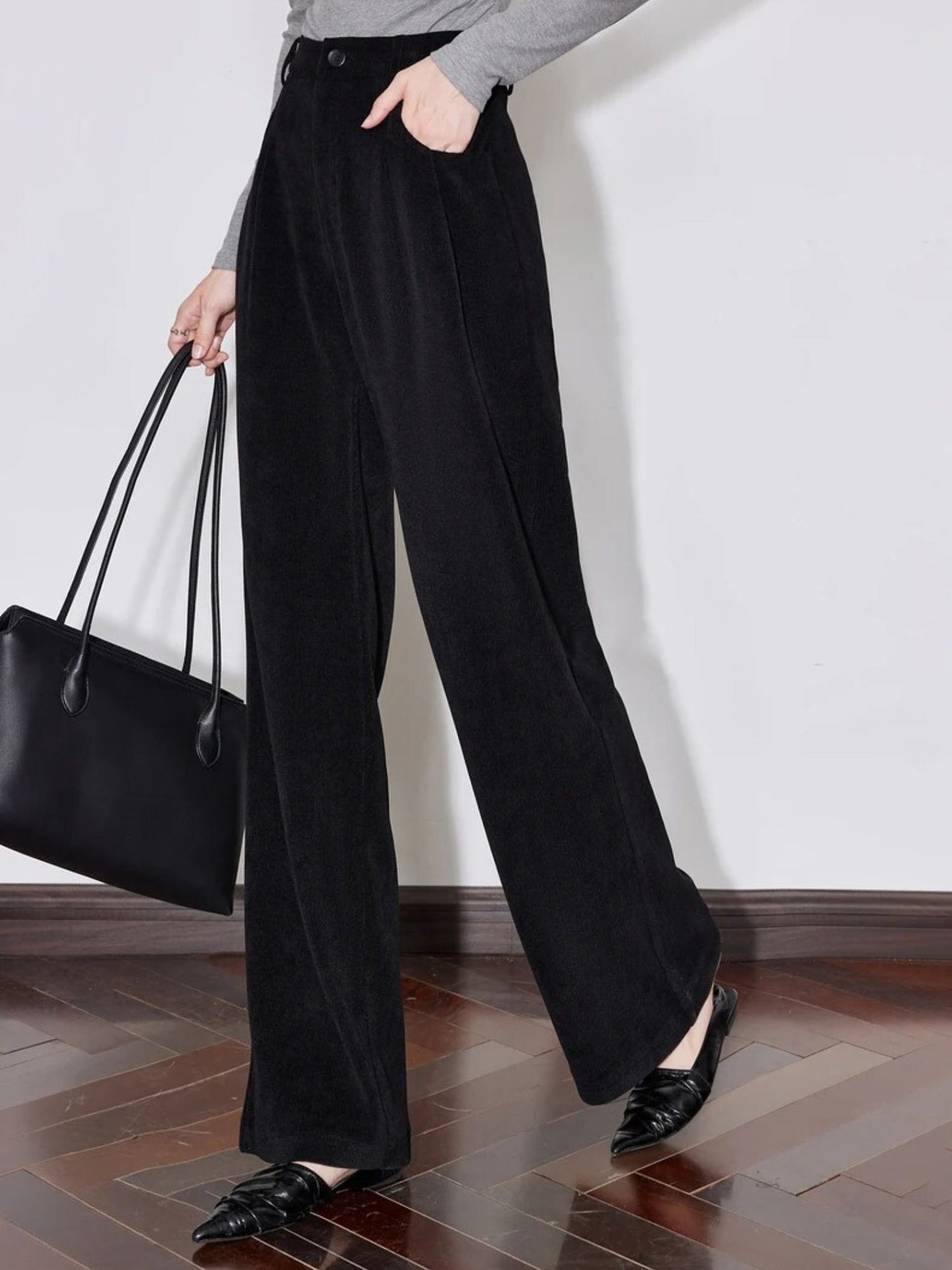 Wide Pleated Corduroy Pants