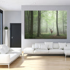 Misty Mystical Deer In The Woods - Canvas Wall Art Painting