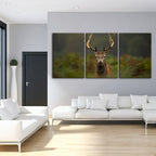 Curios Deer Amongst Ferns-Canvas Wall Art Painting 3 Pieces
