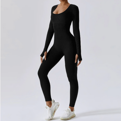 Solid color long sleeve sports overall
