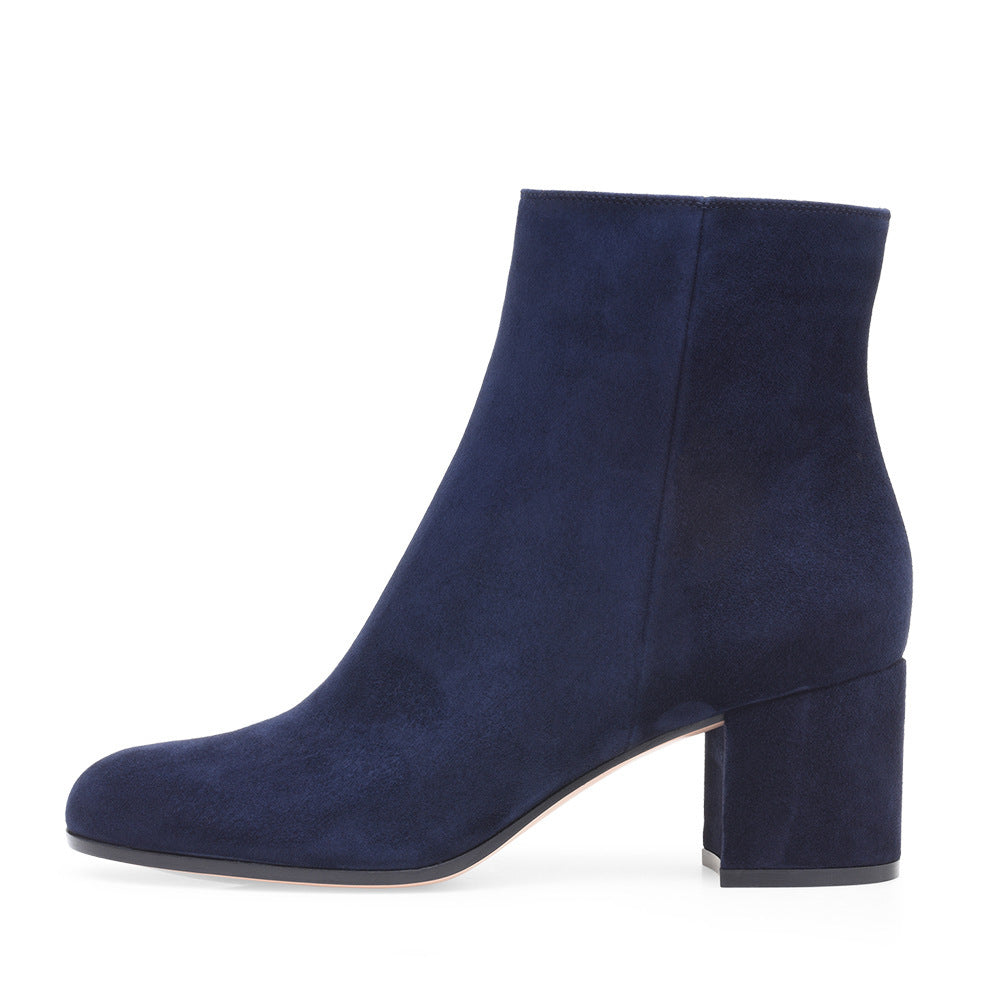 Sylis-Mode | Women's Chunky Heel Round-Toe Mid-Calf Boots