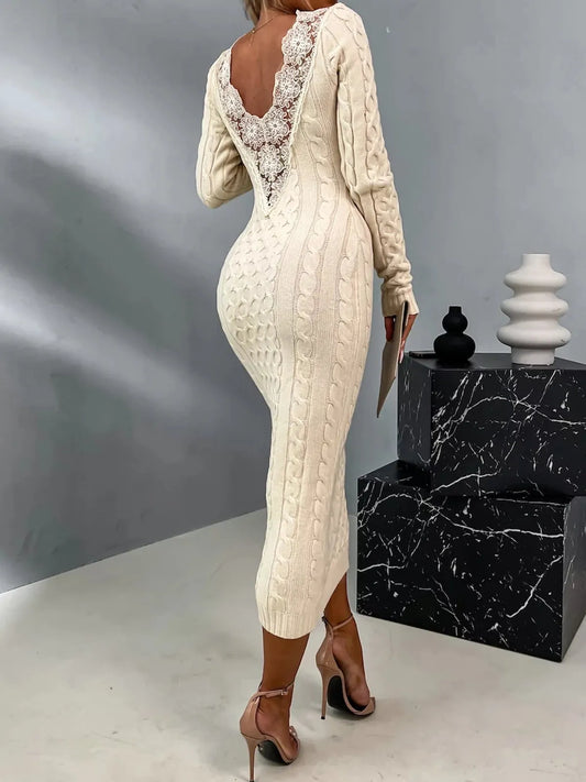 Sylis | Elegant Lace-Back Sweater Dress