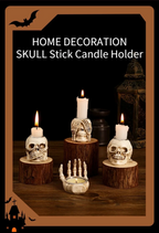 GothicGlow 3pc Halloween Skull Candle Holder Set