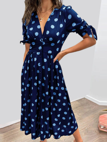 Sylis | Deep V Polka Slim-fit Dress