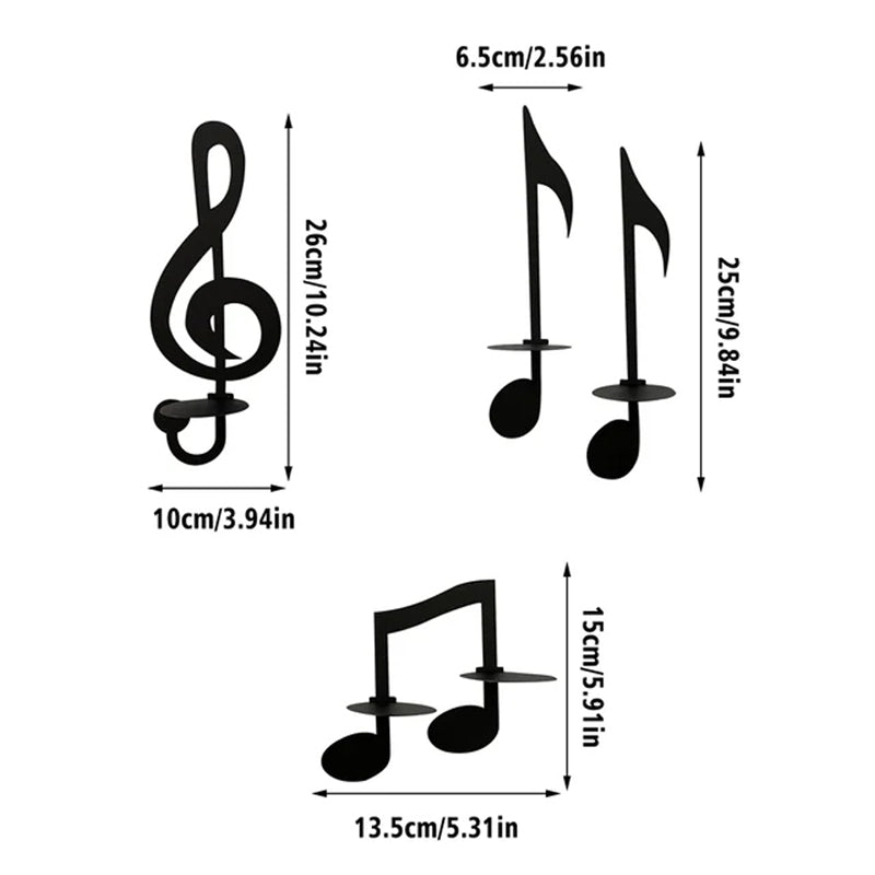 Candle holder with music notes