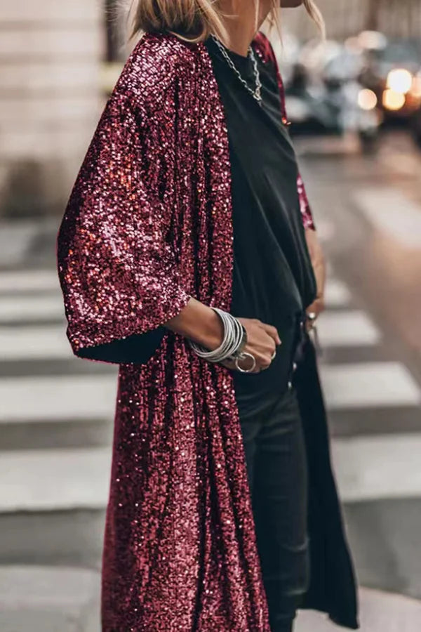 Sylis shiny windbreaker knit with sequins - Suzie