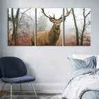 Misty Fall Deer-Canvas Wall Art Painting 3 Pieces