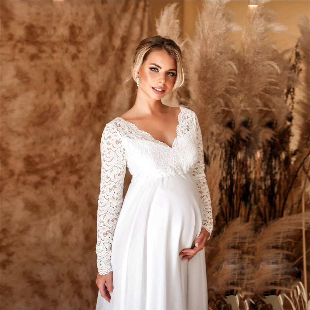 Sylis maxiball lace dress for pregnant women