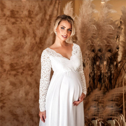Sylis maxiball lace dress for pregnant women