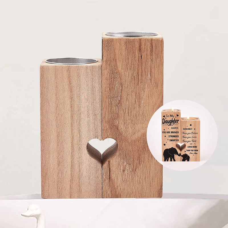 Smile A Lot More - Wooden Candle Holder with Candle Gift for Your Loved Ones