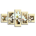 Textured Multicolored Magnolias 5 Piece - Canvas Wall Art Painting