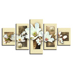 Textured Multicolored Magnolias 5 Piece - Canvas Wall Art Painting