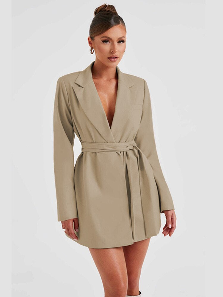 Sylis | Black blazer dress with V-neck