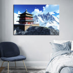 Temple In The Mountains - Canvas Wall Art Painting