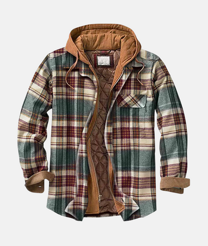 Sylis-Mode - Checked flannel shirt with hood for men
