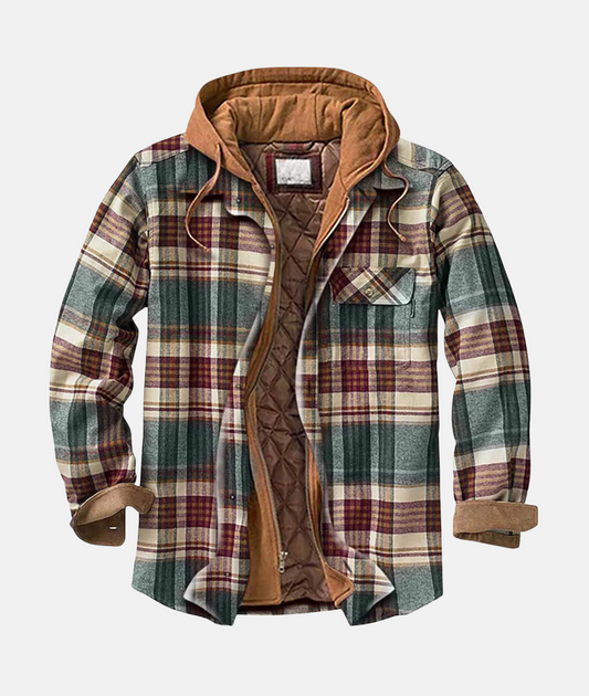 Sylis-Mode - Checked flannel shirt with hood for men