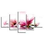 Tranquil Pink Magnolia Branches 5 Piece - Canvas Wall Art Painting