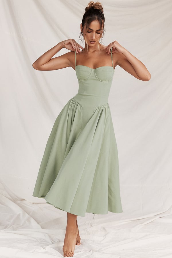 Sylis | Chic Sleeveless Midi Sun Dress With Corset Fit