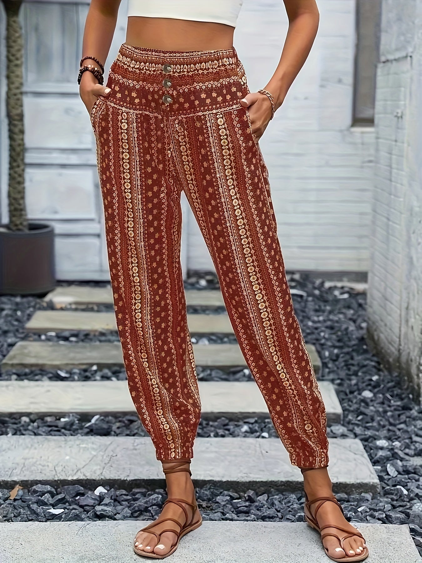 Sylis | Stylish High-Waist Printed Pants