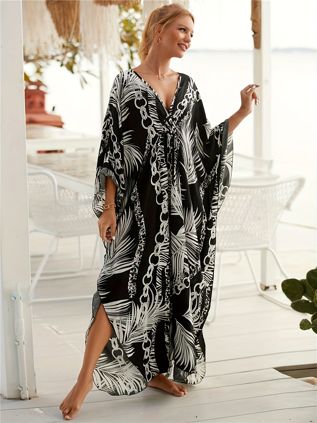 Sylis | Luxe Chain Print Kaftan Dress