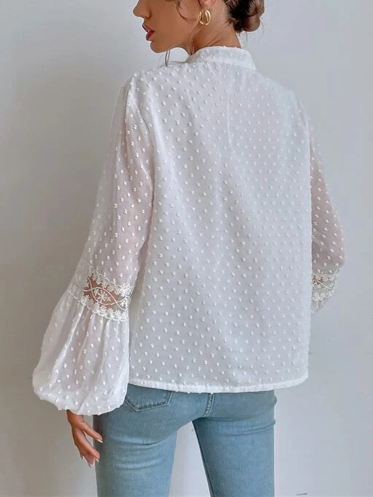 Sylis | Lace blouse with long sleeves and V-neck