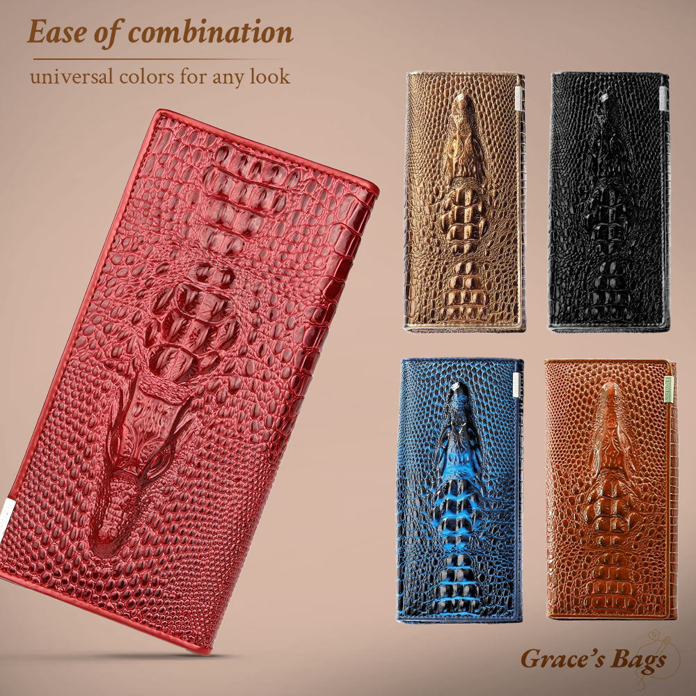 Sylis - Elegant RFID Wallet with Crocodile Embossing