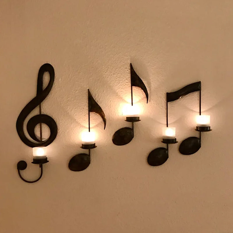 Candle holder with music notes