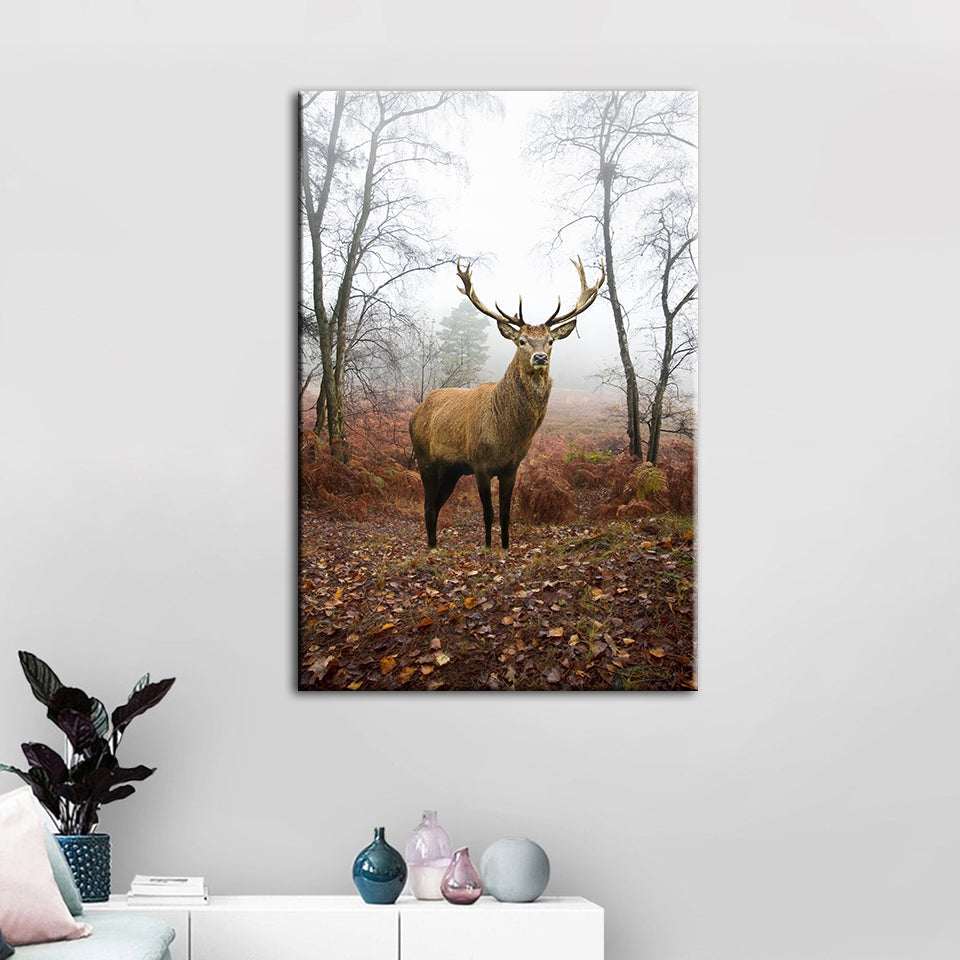 Misty Fall Deer - Canvas Wall Art Painting