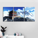 Temple In The Mountains 3 Piece - Canvas Wall Art Painting
