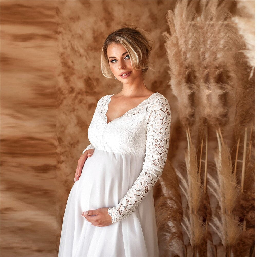 Sylis maxiball lace dress for pregnant women