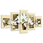 Textured Multicolored Magnolias 5 Piece - Canvas Wall Art Painting