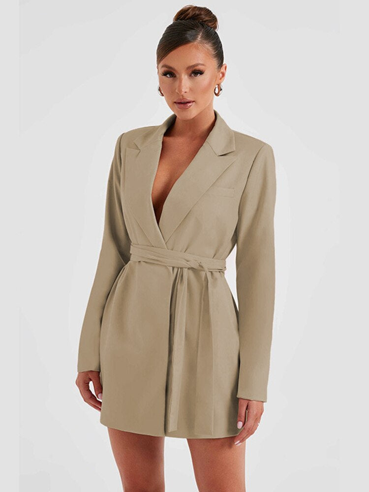 Sylis | Black blazer dress with V-neck