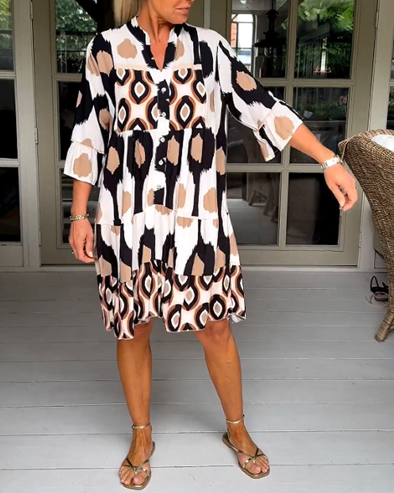 Sylis | Printed Dress With 3/4 Sleeves