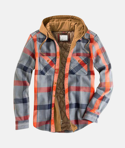 Sylis-Mode - Checked flannel shirt with hood for men