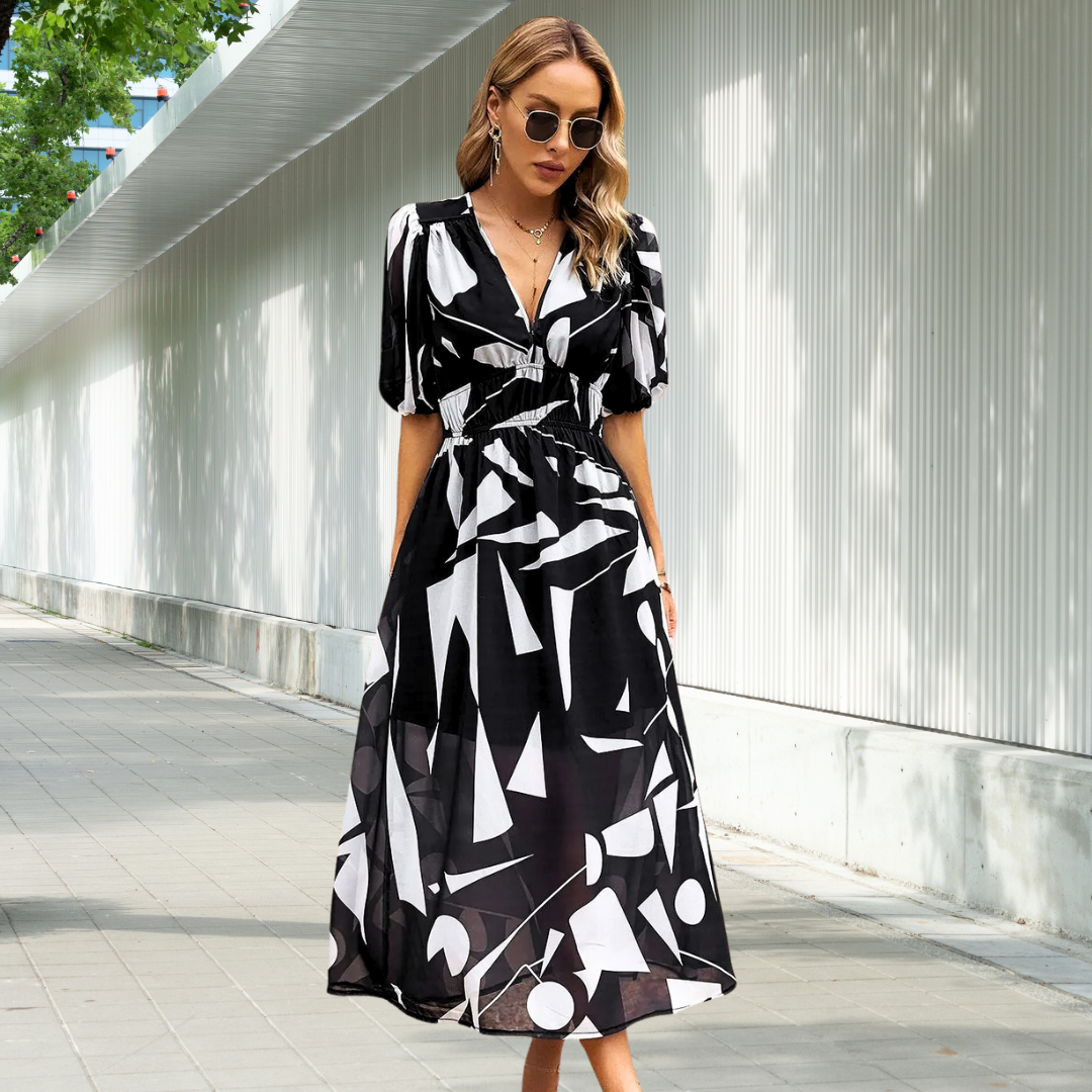 Sylis | Timeless Dress With Midi Puff Sleeves