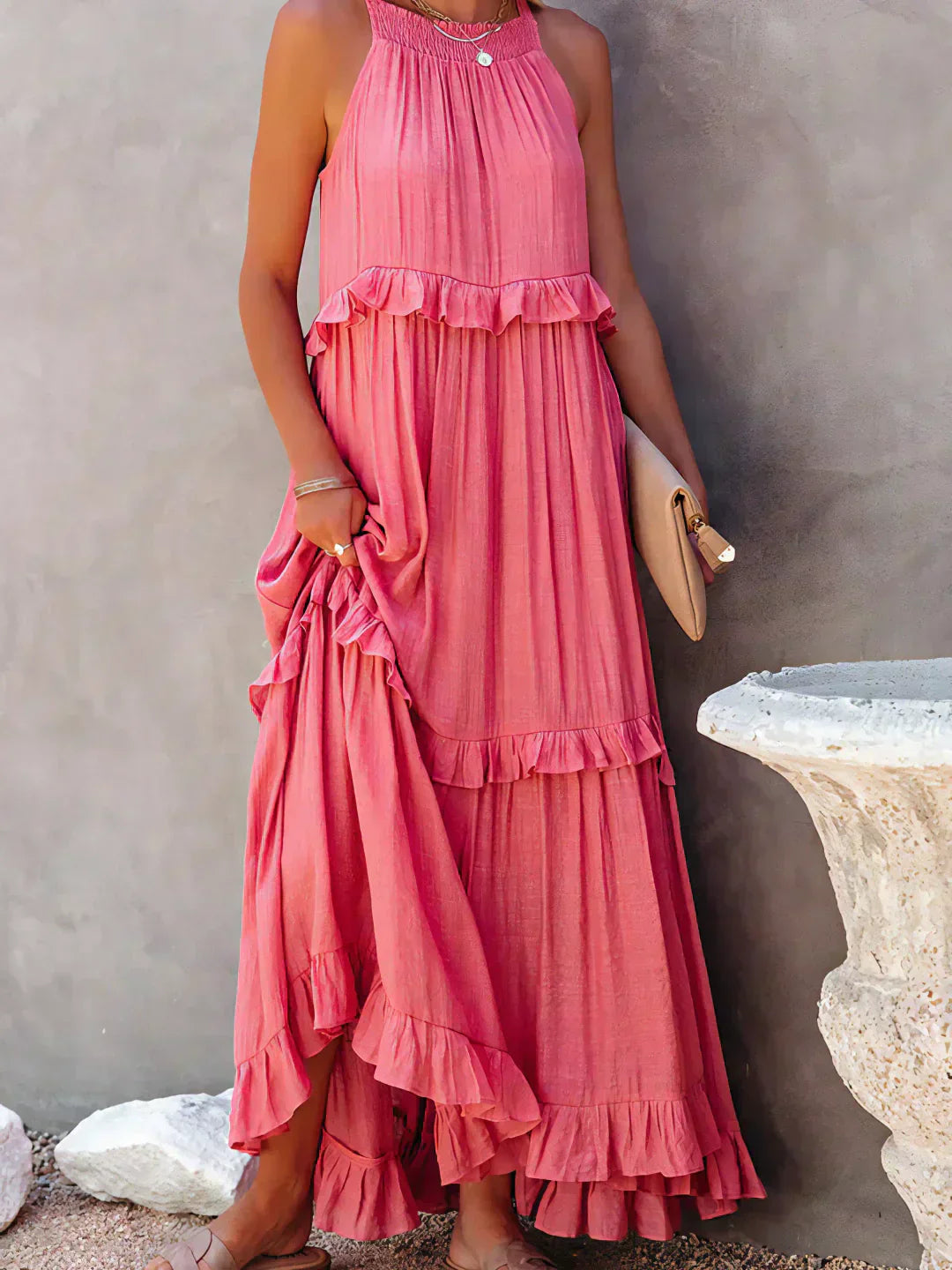 Sylis | Halter Ruffle Maxi Dress