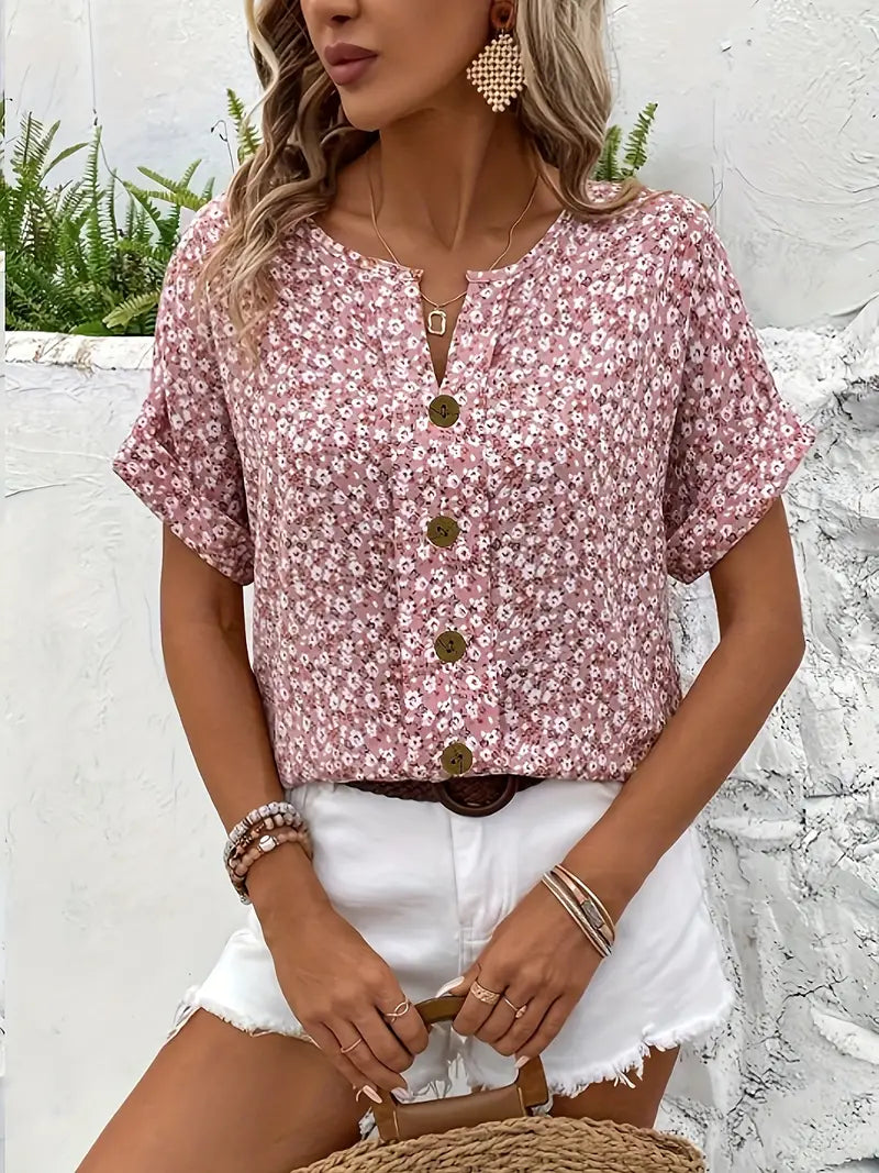 Sylis | Floral Button-Up Casual Blouse