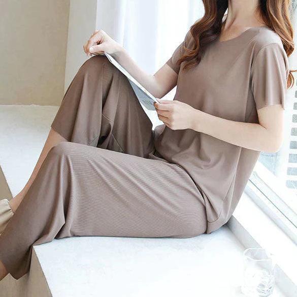 Sylis - Soft Ice Silk T-Shirt with Pants Set