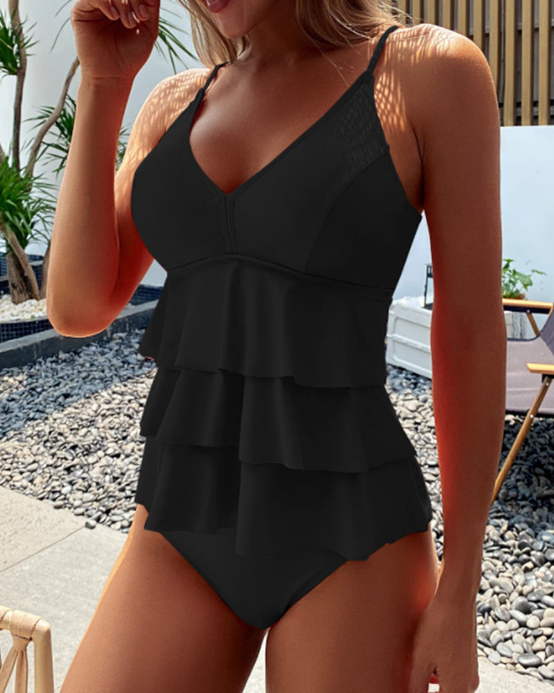 Sylis | Split Tankini In Solid Color