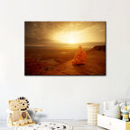 Tranquil Cliffside Sunset  - Canvas Wall Art Painting